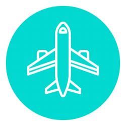 plane icon in blue circle