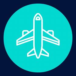 Plane icon in blue circle