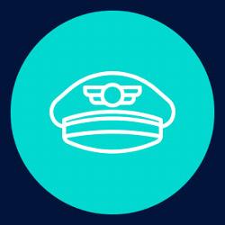 captains hat icon in blue circle